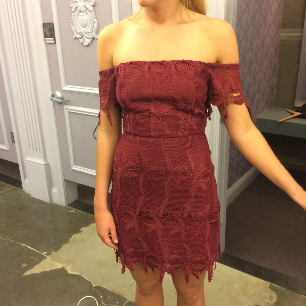 Off the Shoulder Lace Mini Dress